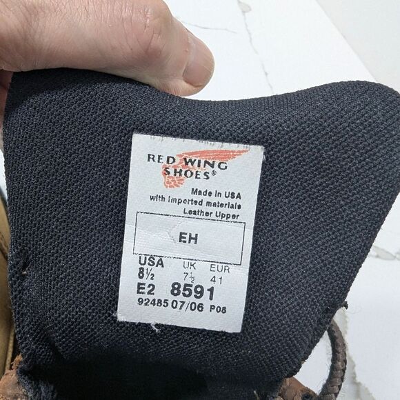Red Wing leather brown steel toe waterproof work construction boots size 8.5 - Picture 15 of 15